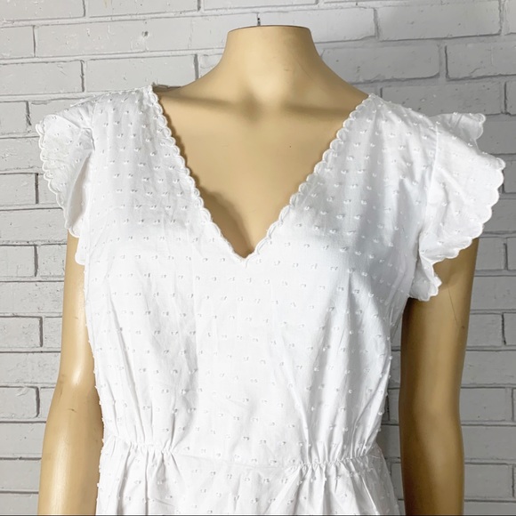 J. Crew V-Neck Peplum Top in White Swiss Dot - Picture 2 of 16